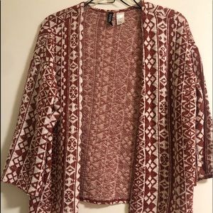 H&M Women’s red and white Sweater Cardigan, Size M